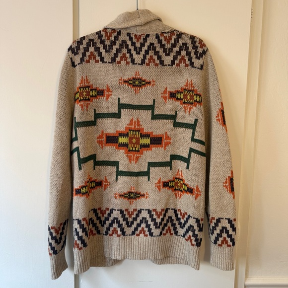 Koto V-neck Button Up Beige Southwest Patterned Womens Cardigan Sweater Medium - Picture 7 of 7